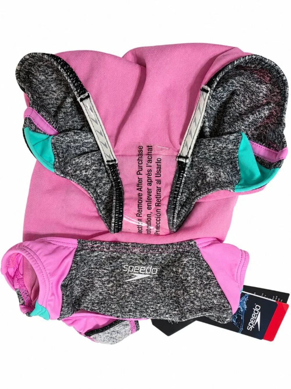 Speedo Girls One Piece Swimsuit Fuchsia Pink Colorblock Size 7 NWT